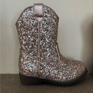 Kelly & Katie Glitter Kids Boots - Silver and Brown